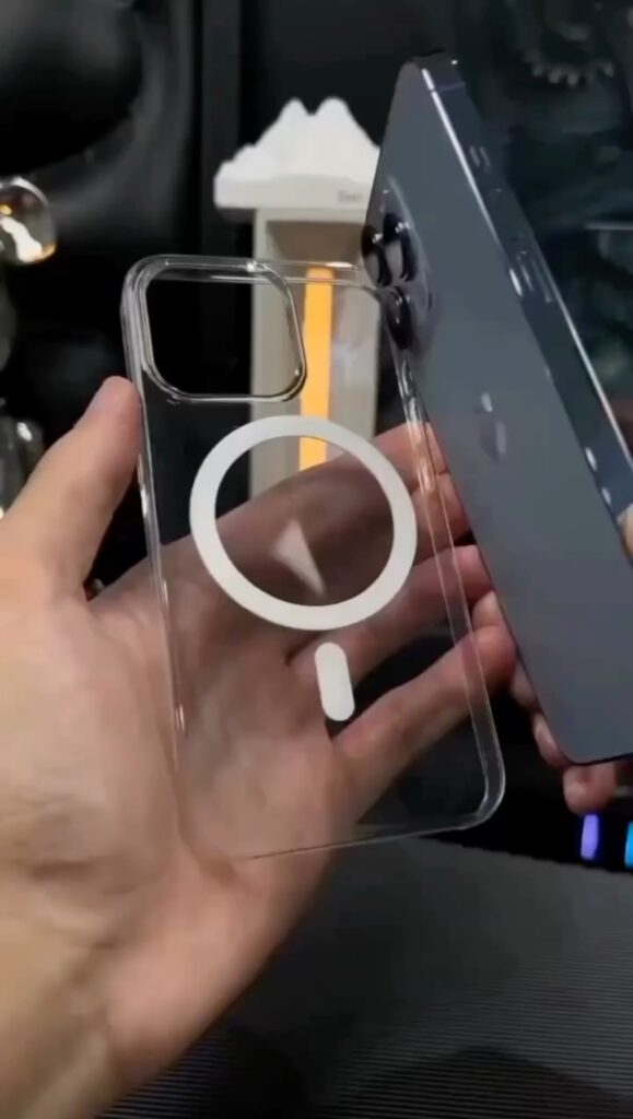 showing clear iphone phone case
